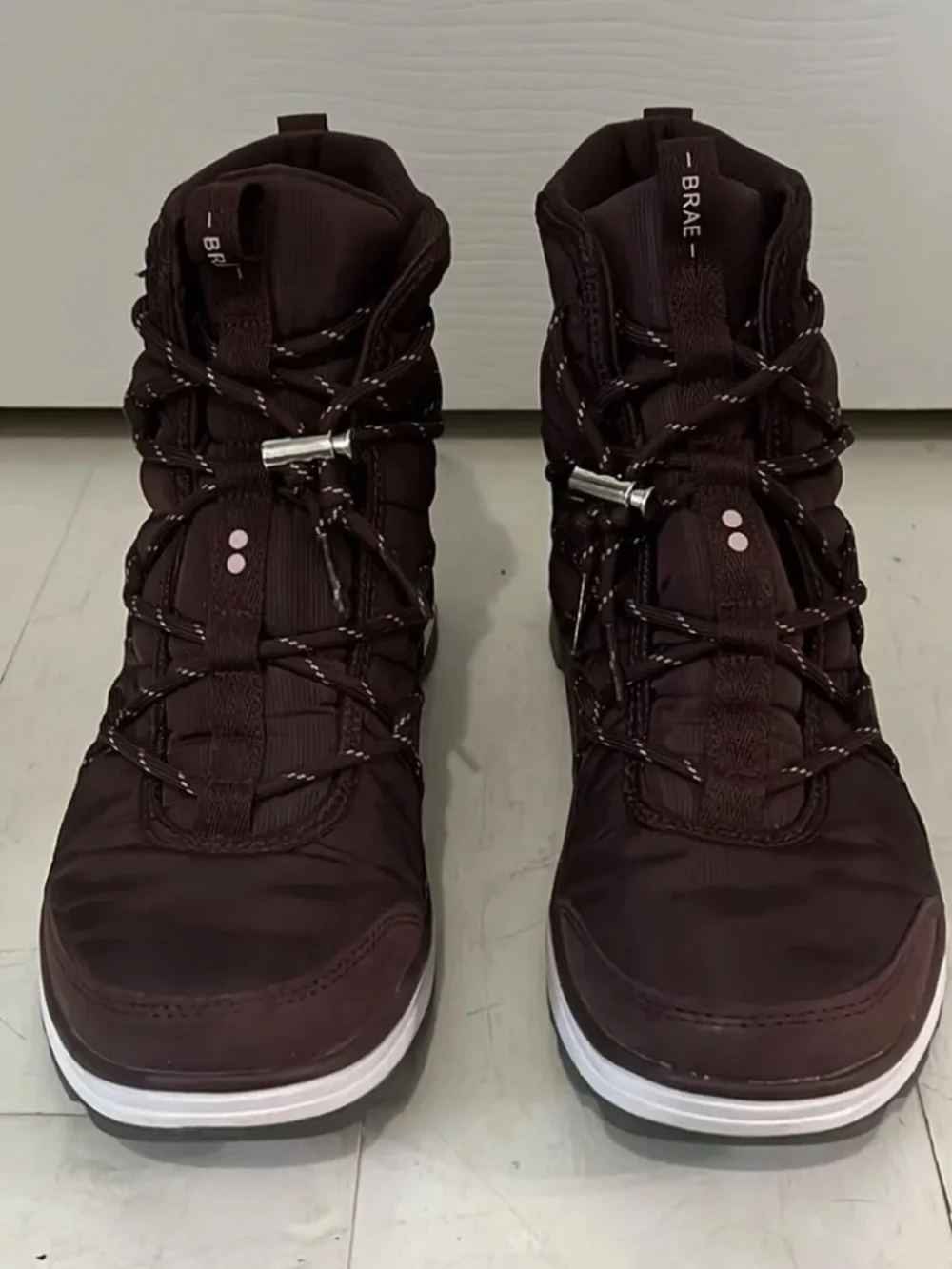 New Ryka Water Repellant Bungee Winter Boots Brae Exotic Burgundy Ankle Bootie